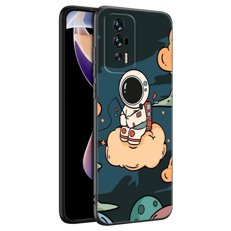 Мультяшный милый астронавт черный чехол для телефона Xiaomi Redmi 7A 8A 9A 10A 11A 9C 10C 12C 13C 11 Prime A1 A2 Plus 12 4G Note 9T 12R