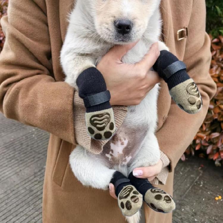 2 пары носков для собак, чехлы для лап, зимняя обувь для питомцев, нескользящая подошва, уличные ботинки