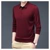 2024 Осень Длинные рукава Мужская повседневная однотонная рубашка поло Осенняя футболка с воротником Мужская деловая базовая футболка