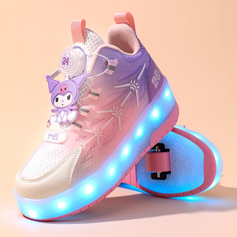 TUINANLE High Quality Skate Shoes for Kids LED Light Luminous Sneakers Children Two Wheels Shoes for Boys Girls with USB Charging
