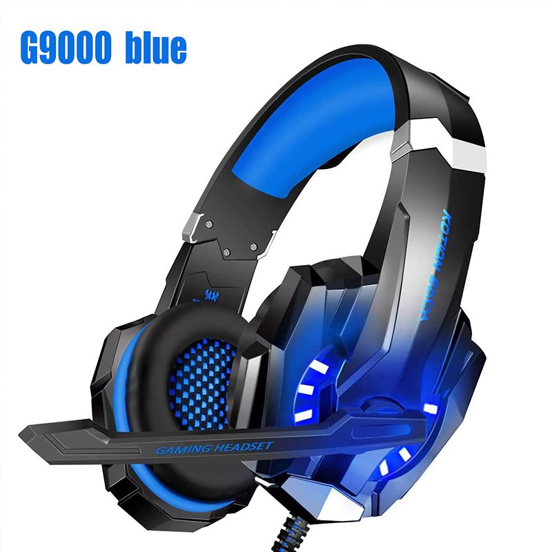 Игровая стереогарнитура G9000 для PS4, PS5, ПК, Xbox One, накладные наушники с шумоподавлением и микрофоном, светодиодная подсветка, объемный бас, мягкие наушники с памятью