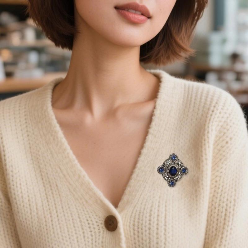 Блестящая брошь-булавка со стразами, бантом, сердцем, овальная, в ретро-дизайне, легкий значок для платьев, пальто и костюмов