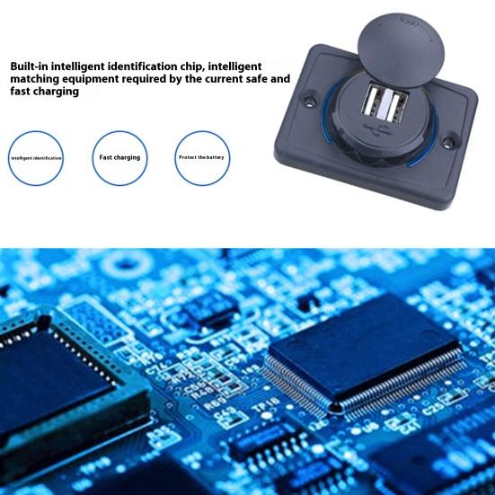 Двойное USB гнездо для автомобильного зарядного устройства 3.1A Розетка питания Двухпортовый адаптер для быстрой автомобильной зарядки со светодиодным индикатором 12В-24В Станция быстрой зарядки для телефонов, планшетов