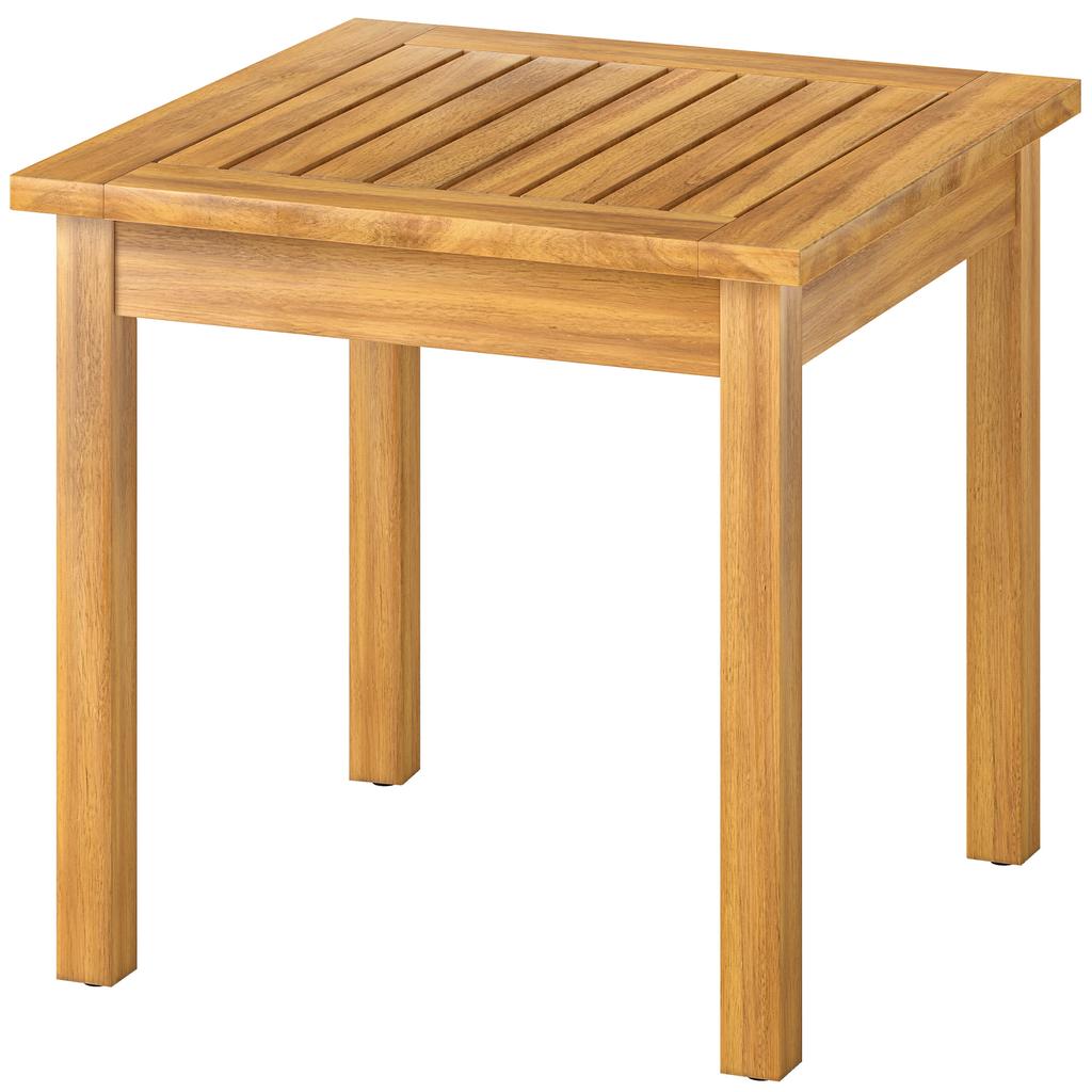 Coffee Table Fully Assembled Patio Side Table Slatted Top Solid Acacia Wood for Indoor Outdoor Natural Wood