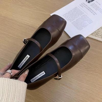 Мода 2024 года, лето, новые брендовые женские туфли на плоской подошве, модные туфли Мэри Джейн с квадратным носком, мягкие повседневные балетки, туфли с открытой пяткой