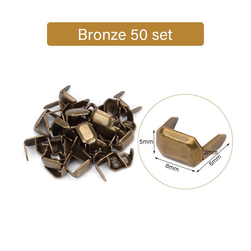 WUTA 50 комплектов скоб из цельной латуни для кожи, медные шлевки для ремня, держатели для застежек, соединительные планки, держатели для зажимов для ремня, держатели для кожаных изделий