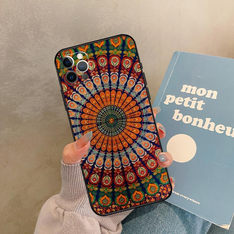 Чехол с индийским узором мандала для iPhone 17 Air 15 14 13 12 11 16 Pro Max 13 mini XR 15 16 Plus 16e Задняя крышка