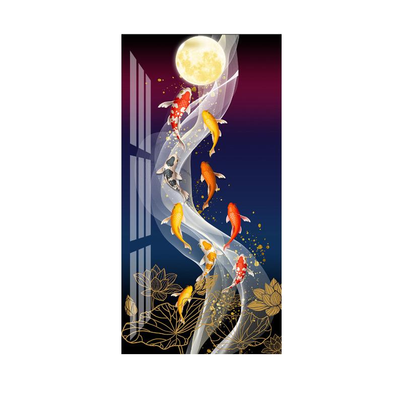 Абстрактные девять рыб кои, холст, картина, Настурция, постер, домашний декор, настенная художественная картина, украшение для гостиной, интерьера