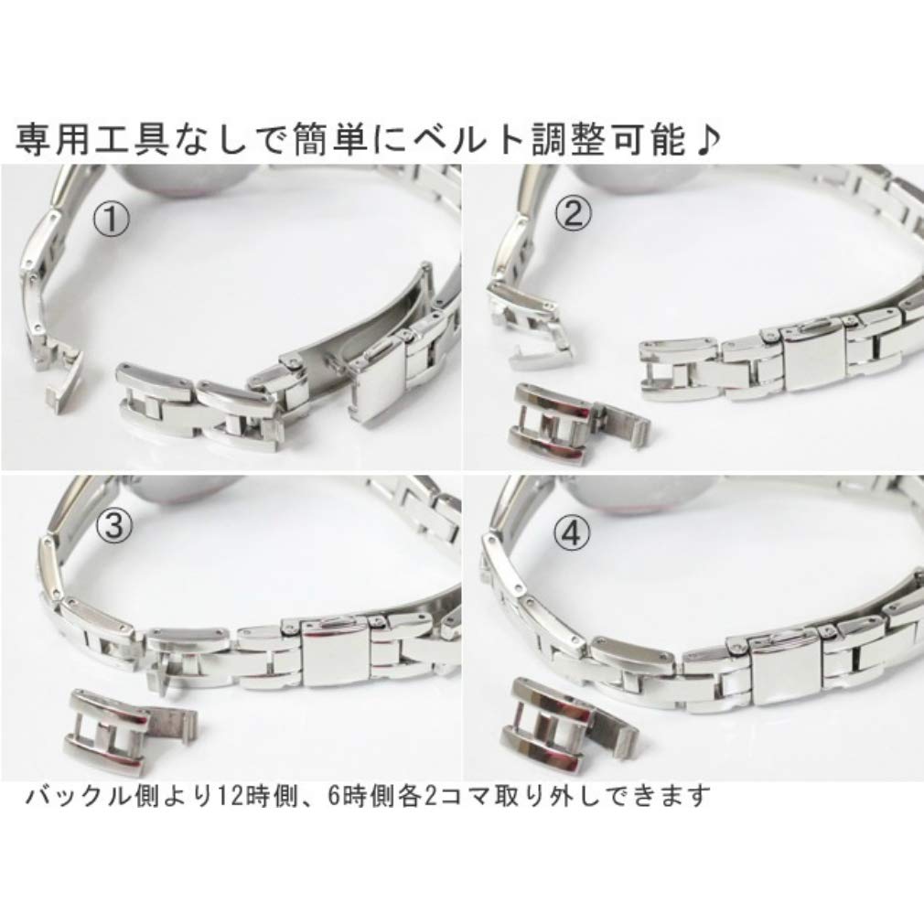 Solar 10 ATM Water Strap No Tools Bracelet with Japanese Solar Popular Pink Roman Numeral Watch Women's Watch, Resistant. [Easy Adjustment! Required]