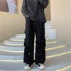 Men Cargo Pants Street Style Loose Multi Pockets American Retro Trousers Solid