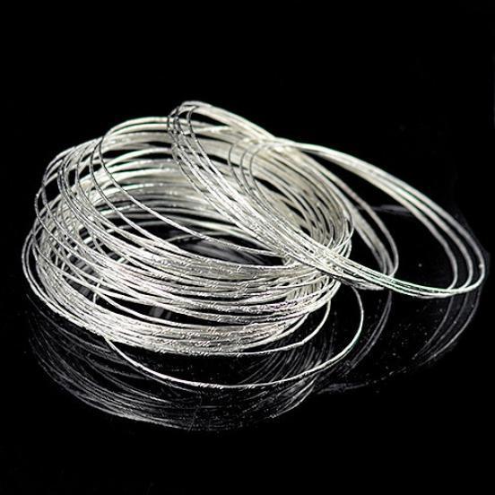 100 Silver Pcs Plated Bracelets Steel Wire Cuff Slim Bangle Bracelet Set