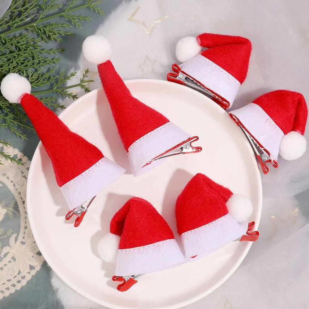 10Pcs Santa Christmas Hat Clips Mini Hair Grips Barrettes New Christmas Hair Clips Christmas