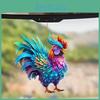 Colorful Cartoon Rooster Design Acrylic Car Pendant Decor For Interior Styling