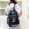 Pu Leather Large Capacity Shoulder Bag Wrinkled Inlaid Diamond Personality Multi-purpose Backpack Ladies Shoulder Travel Bag