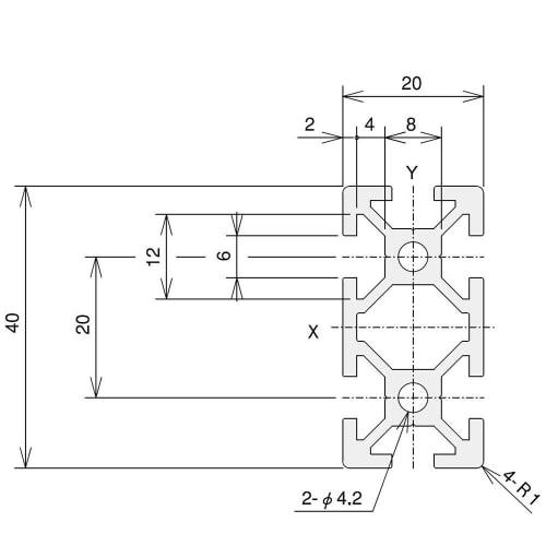 SUS SF-20/40 SFF-244 Aluminum Frame, L=1100mm X 4 Pieces