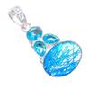 Blue Rutile Quartz, Blue Topaz 925 Sterling Silver Jewelry Pendant 2.0" AH-3265