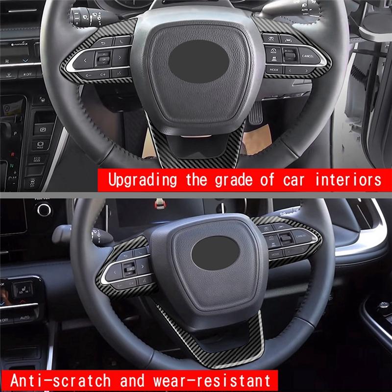 RHD Car Interior Steering Wheel Cover Trim Sticker Kits For Toyota Voxy Noah 90 Series +ABS Carbon Fiber Accessories-M5