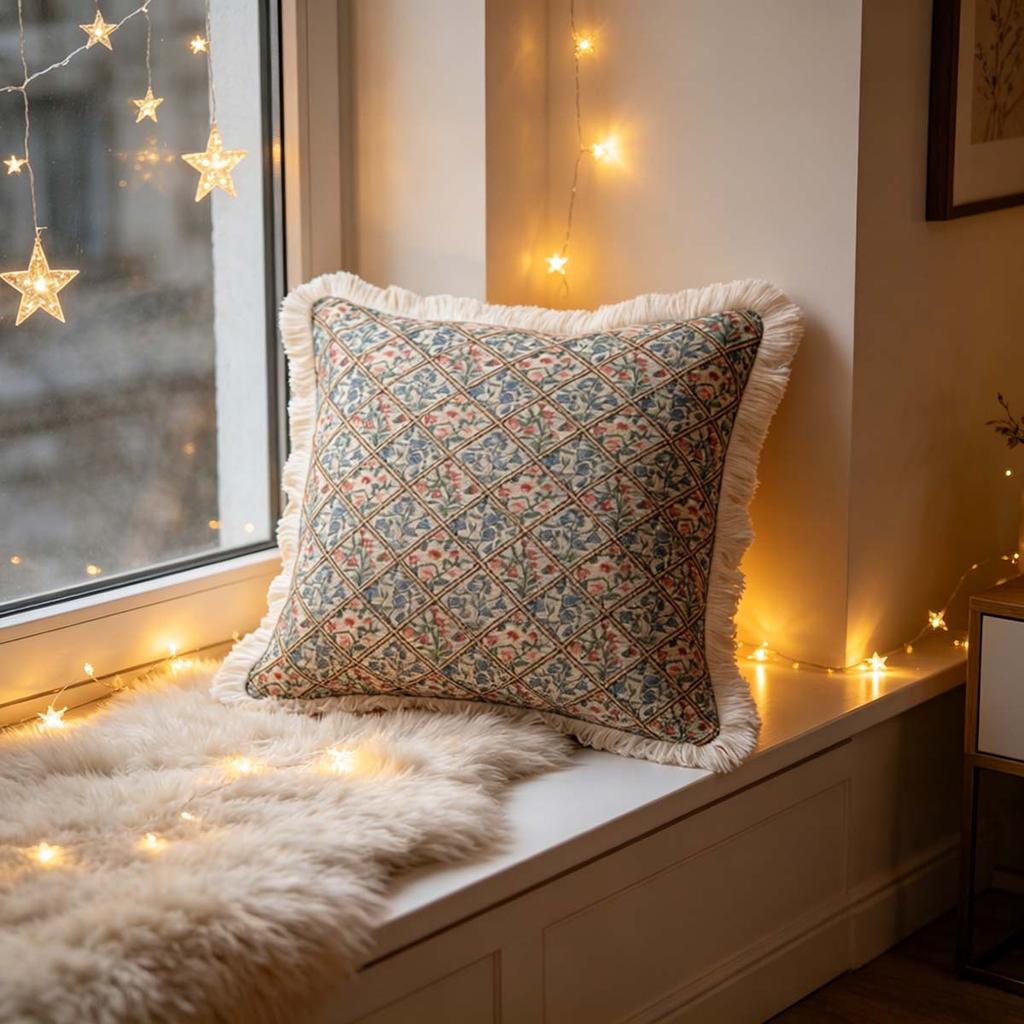 Washable Square Modern Farmhouse Couch Sofa Living Room Outdoor Cushion Decorative Tassel Couch Throw Pillow Covers
