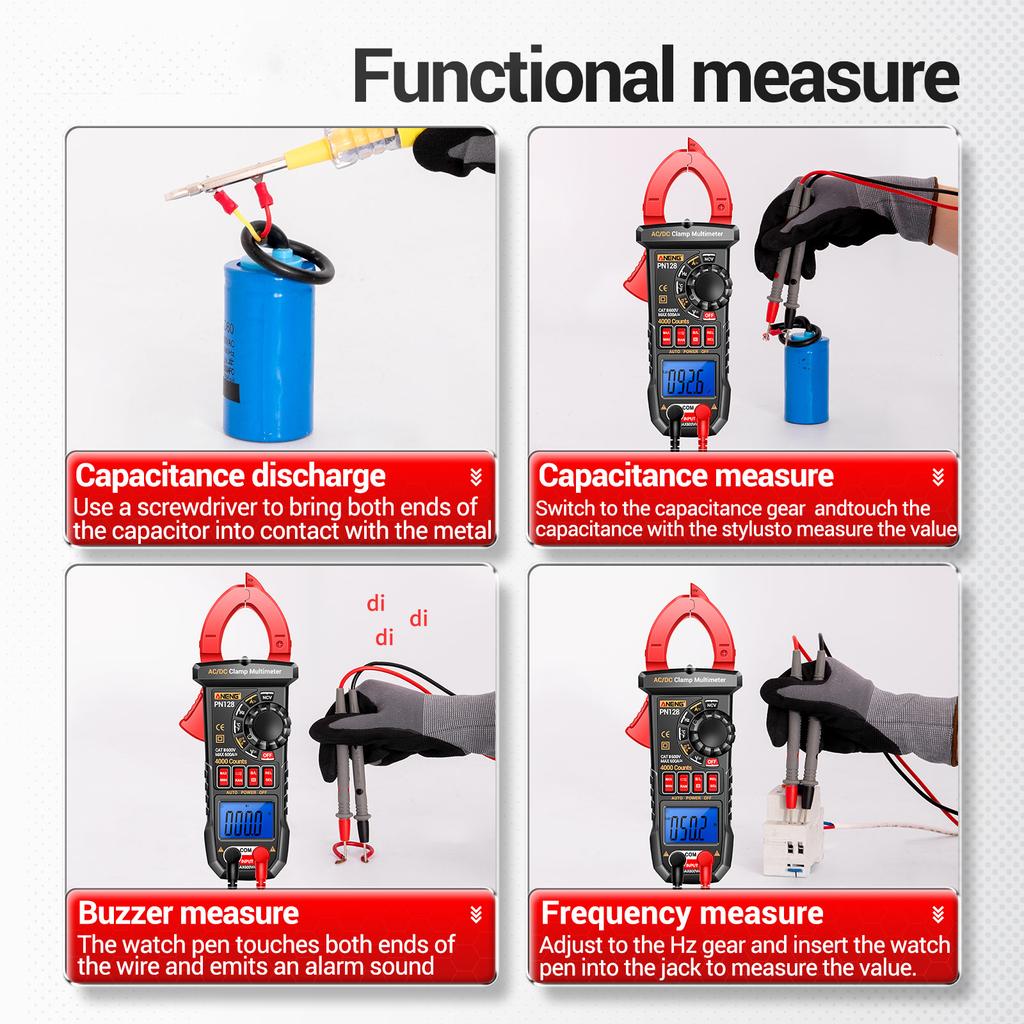 ANENG PN128 Clamp Meter 4000 Counts 600A ACDC Current Ammeter Voltmeter Electric Tester True RMS