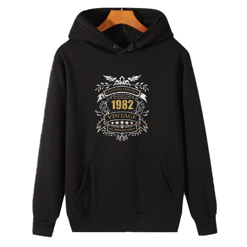 Vintage Graphic Hooded Sweatshirts Made In 1982 Birthday Gift New In Hoodies & Sweatshirts Winter Pullovers Thick Sweater Hoodie