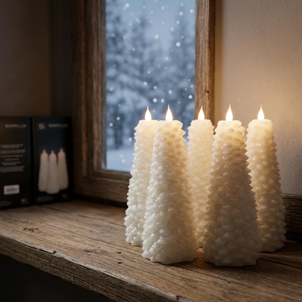 Creative Led Christmas Tree Candles Gifts Xmas Decorative Wax Candles Flickring Paraffin Wax Xmas Tree LED Candle