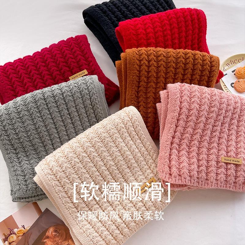 Ankola Red Knitted Wool Scarf Women's Winter New Versatile Scarf Thickened Warm Wind