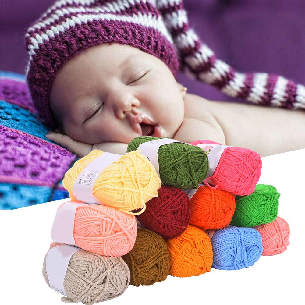 12 Colors Milk Cotton Yarn Crochet Cotton Knitting Thread Soft Warm Baby Yarn