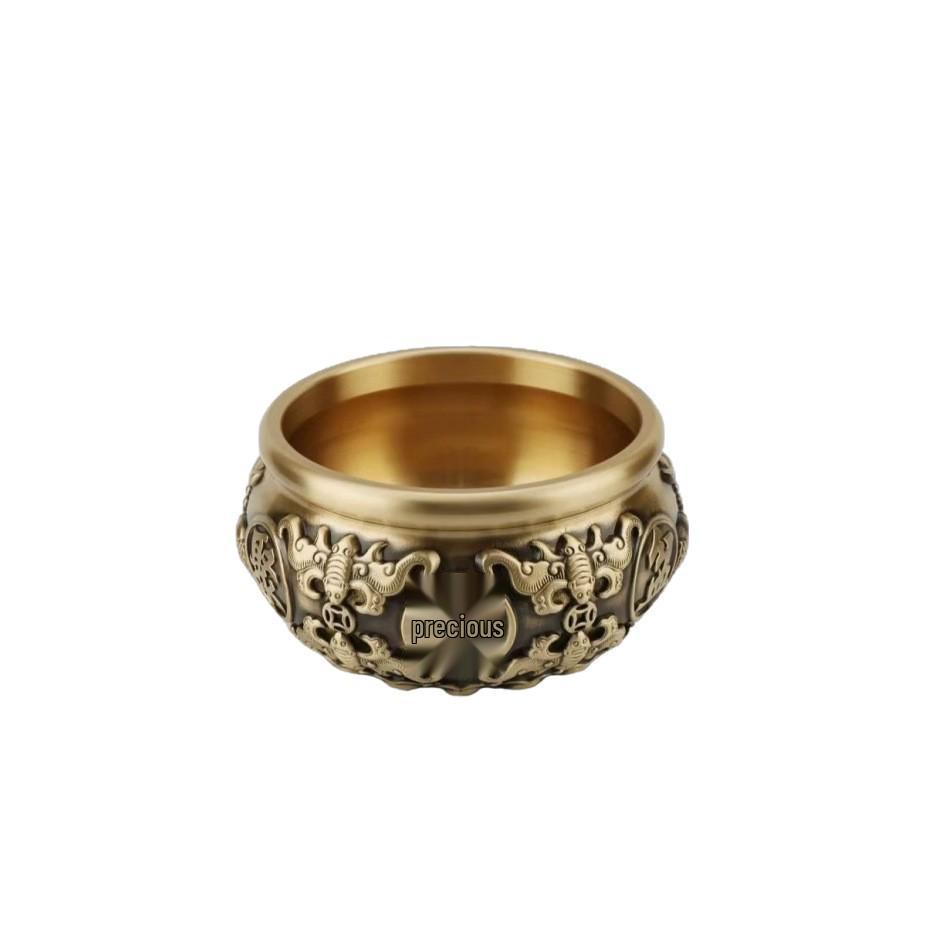 Сплошной чистый медный горшок сокровищ «Восемь благословений» для привлечения богатства - настольное украшение в китайском стиле