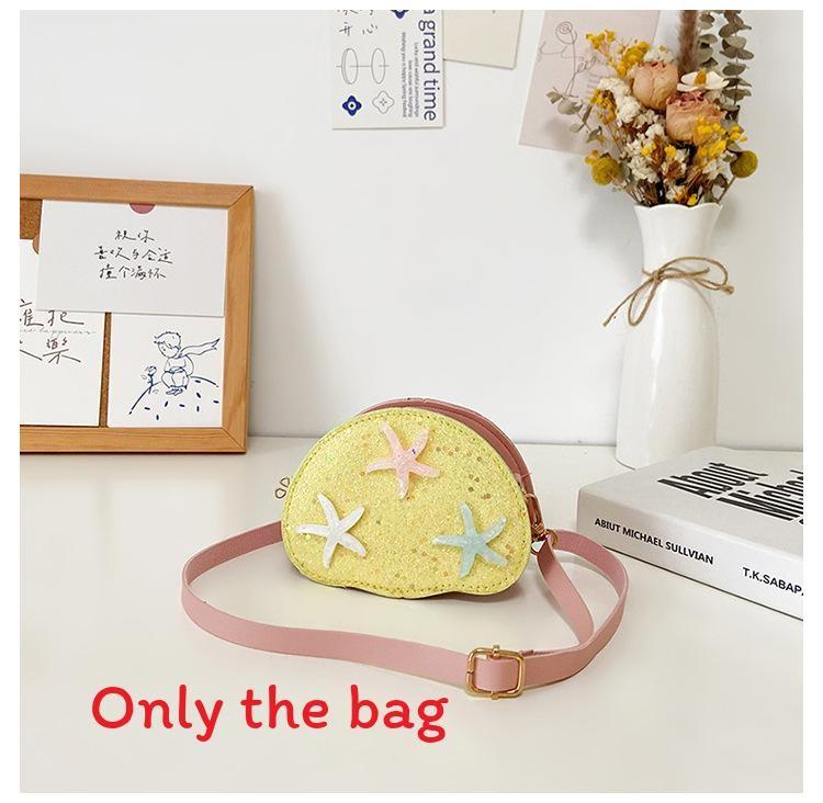 Childrens Cartoon Starfish Sequin Shoulder Bag With Zipper Pocket For Daily Use