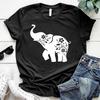 Floral Elephant Shirt Unisex Graphic Tee Yoga Meditation Gift S-3XL