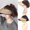 Пляжная кепка от солнца, весна-лето, солнцезащитная шляпа, парик, синтетический короткий волнистый парик с хвостиком, легко носить, шляпа, парики для женщин