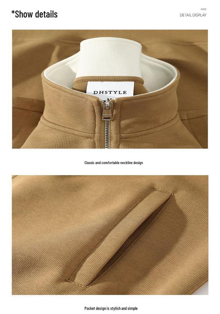 Women's 2024 Heavyweight 380g Stand-up Collar Zipper Vest - Solid Color Sleeveless Casual Sports Hoodie