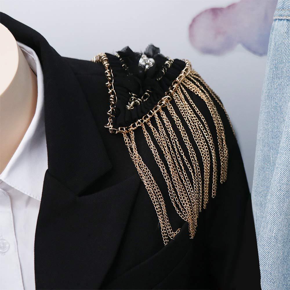 Pearls Pearls Tassel Epaulet Badge Shoulder Brooches Tassel Chain Shoulder Board Stage Performance