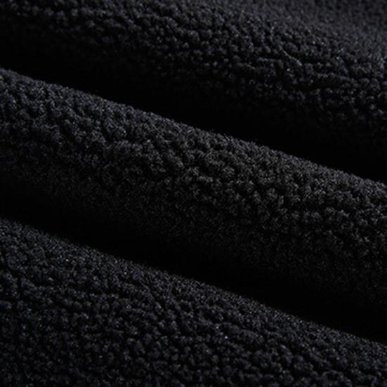 Men Jacket Lapel Long Sleeve Single Breasted Coat with Pockets Solid Color Reversible Design Polar Fleece Faux Leather Outwear