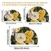 1Pcs Yellow White Rose Semi Circle Welcome Doormat Non-Slip for Outdoor Patio Porch Kitchen Bathroom Entryway Floor Mat