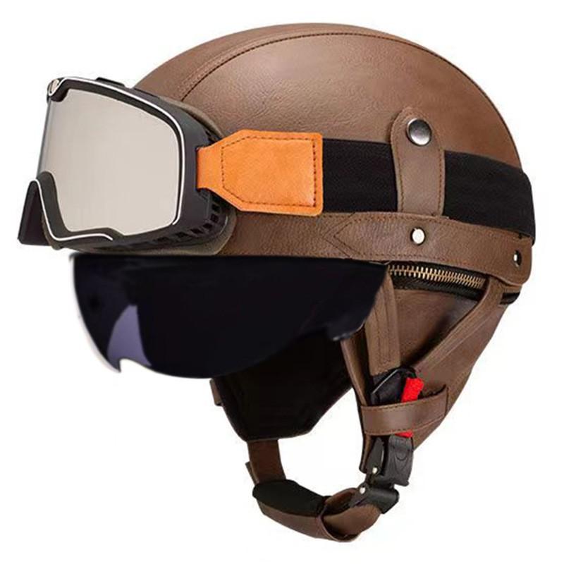 Vintage-Style Open Face Motorcycle Helmet Adults Unisex ABS Half With 3C Certification