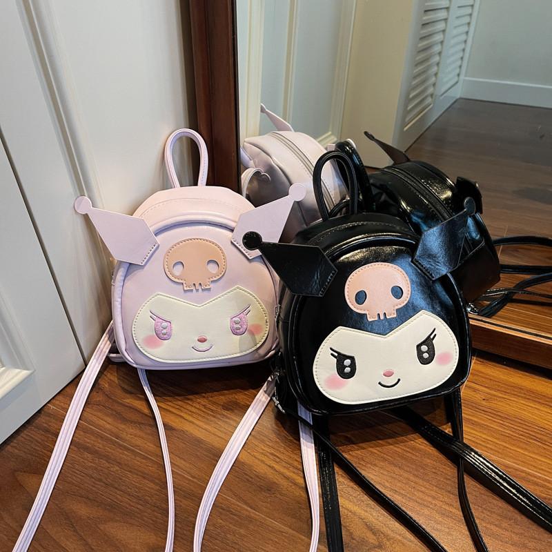 Kuromi Mini Backpack For Girls Cute Dark Cartoon Pu Material Daily Use