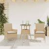 VidaXL Garden Dining Set and Cushions 3 Pcs Beige Rattan Glass, Outdoor Dining Set, Furniture of 3278625