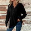 Женский модный свитер с длинными рукавами, V-образным вырезом, застежкой на пуговицы и кулиской, повседневный однотонный топ
