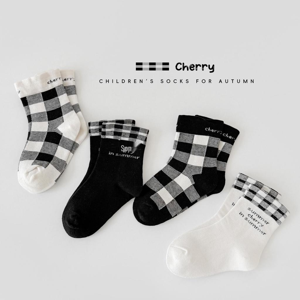 Осенние детские носки средней длины с мультяшным горошком - Универсальный корейский стиль для мальчиков и девочек