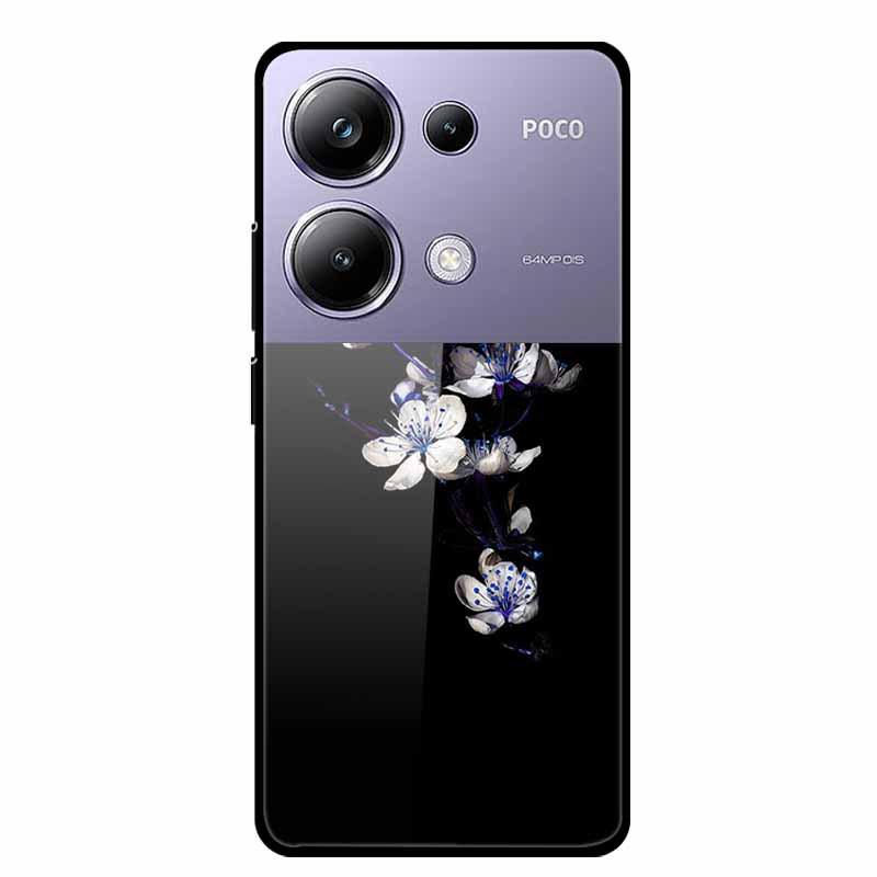 Красочный эстетичный чехол из закаленного стекла для Redmi 12 5G и POCO M6 PRO