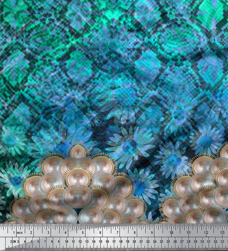 Soimoi Японская креп-сатиновая ткань в клетку и с цветочным принтом, 42 дюйма по метрам