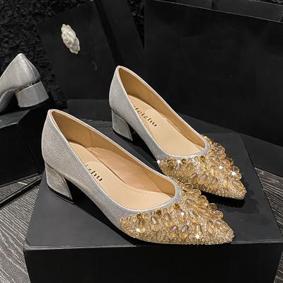 2024 Новые популярные туфли для женщин Роскошные туфли-лодочки Модные туфли на высоком каблуке со стразами Женские повседневные туфли для вечеринок Большие размеры