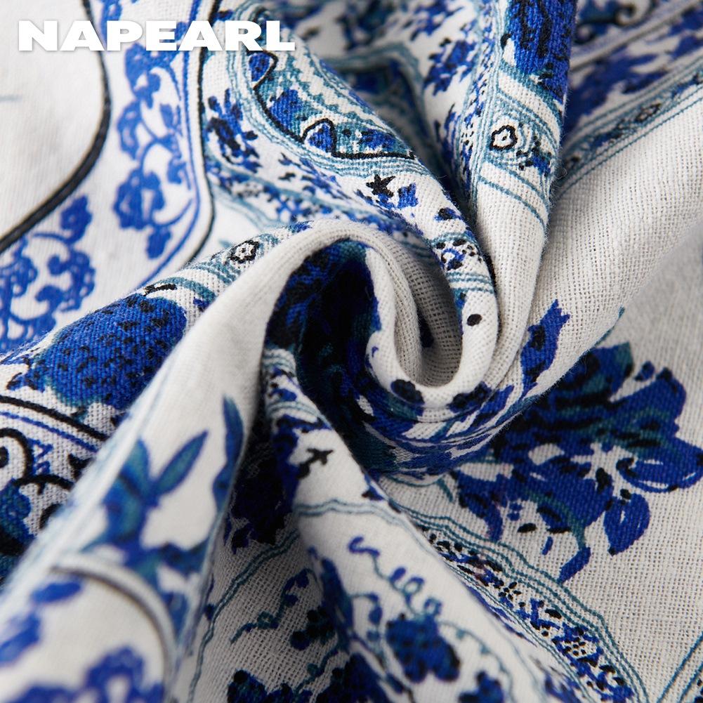 1 шт. NAPEARL Сине-белый фарфоровый принт, юбка для духовки, хлопково-льняная занавеска на дверь духовки с кисточкой, для декора кухни и дома