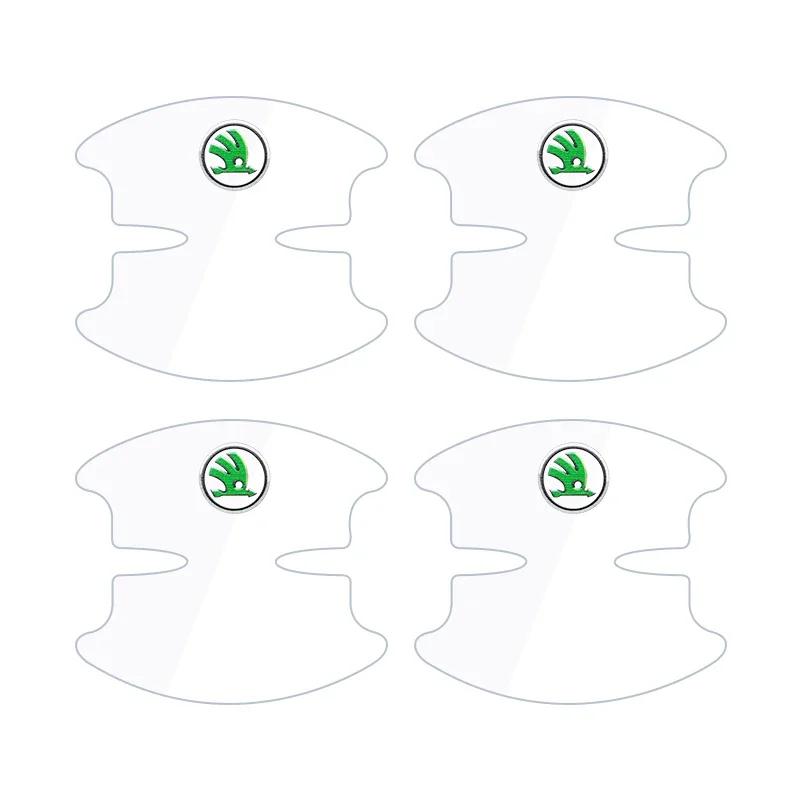 2026 Hot 4/8PCS For Skoda Octavia Fabia Superb Karoq Car Door Handle Sticker Racing Sport Protection Decals Door Bowl Film Acces