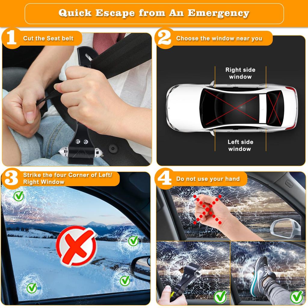 THINKWORK Car Window Breaker, Glass Breaker, Window Glass Breaker Seat Belt Cutter, 2 In