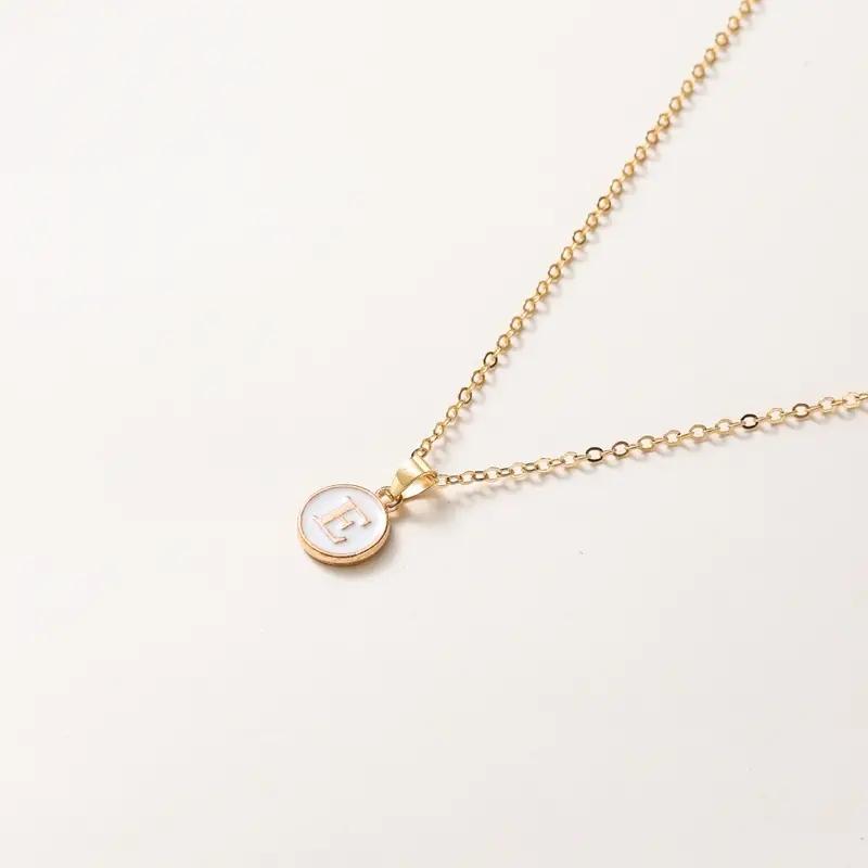 1pc Women Elegant and Exquisite O-chain 26 Letter Necklace Pendant, Golden Minimalist Necklace