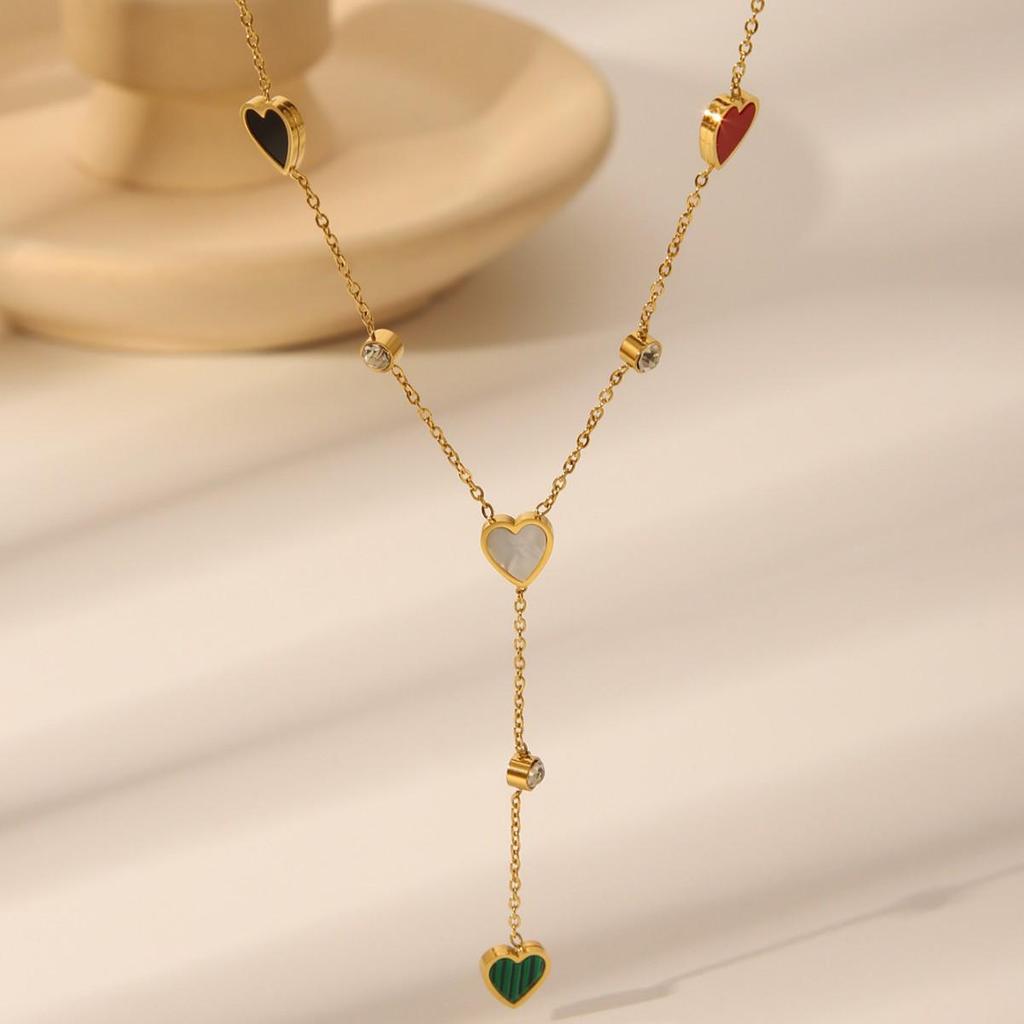 Европейская и американская мода Y-образное ожерелье из нержавеющей стали на ключицу с ракушкой, бабочкой и кисточками в виде маленьких цветов