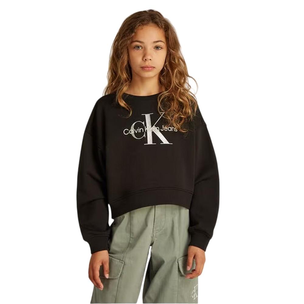 Calvin Klein Childrens/Kids Glitter Logo Regular Crop Sweatshirt