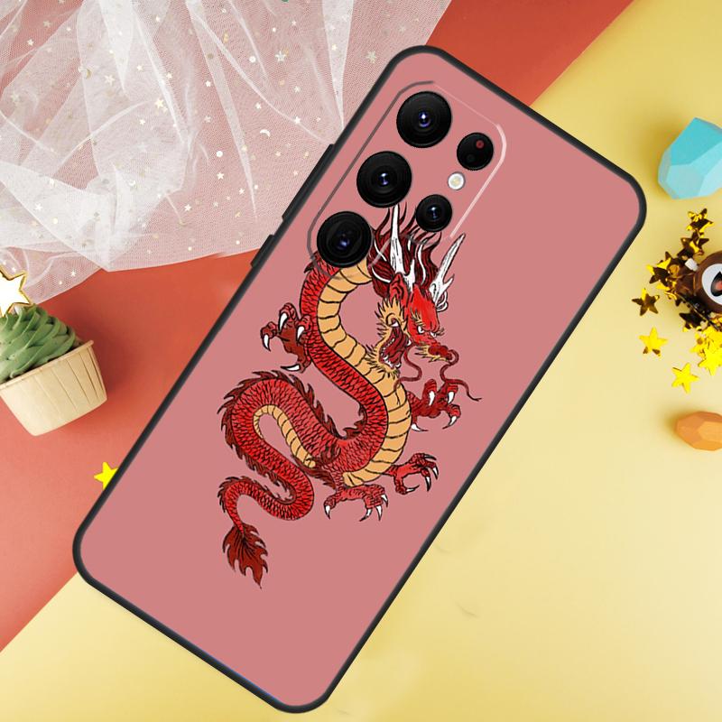 Чехол в японском стиле с драконом для Samsung Galaxy S24 Ultra S23 S22 Plus S21 S20 FE S8 S9 S10 Note 10 20 Ultra